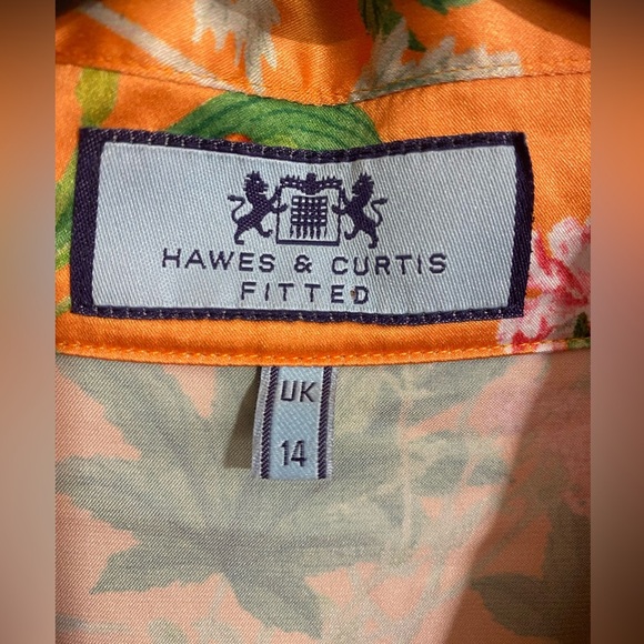Hawes & Curtis Tropical Floral Buttoned Collared Pussybow Blouse Size 14 - Picture 8 of 10